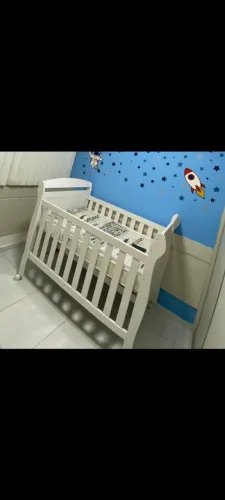 Berço 3 em 1 branco com colchão
