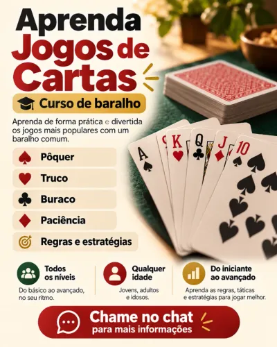Aulas de Jogos de Cartas e Baralho | Pôquer, Truco, Buraco, Paciência e Muito Mais