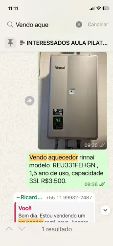 Aquecedor Rinnai REU331FEHGN - 33L Wi-Fi - Excelente estado