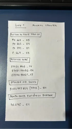 LOTE DE PEÇAS - MATERIAL PARA SPRINTER
