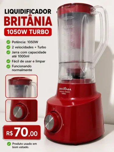 Título: Liquidificador Britânia Diamante 1050W Turbo Vermelho - R$ 70