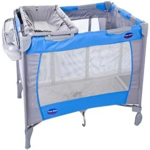 Berço Portátil Prime Baby Amíci Soft - Cinza com Azul 