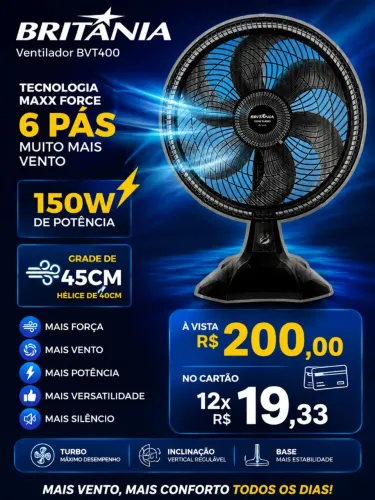 VENTILADOR BRITÂNIA BVT400 NOVO NA CAIXA ?