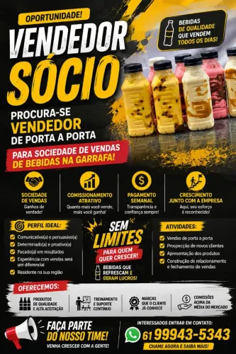 ? OPORTUNIDADE PARA VENDEDOR SÓCIO! ?