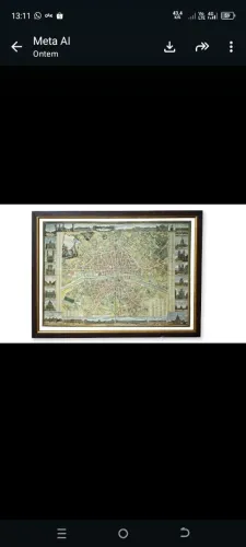 Quadro Grande Mapa antigo de Paris.