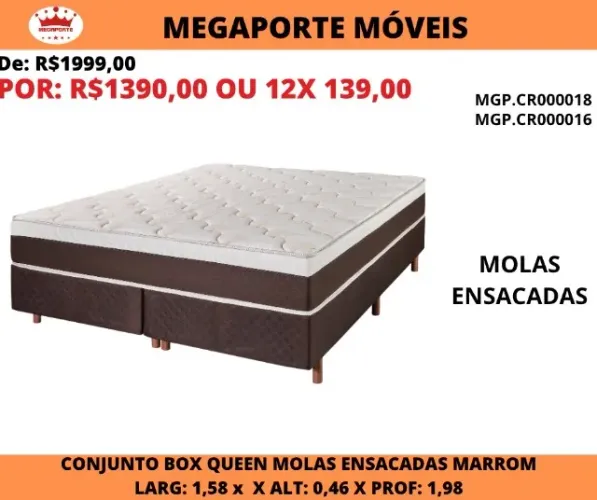 CAMA BOX CASAL QUEEN MOLAS ENSACADAS 