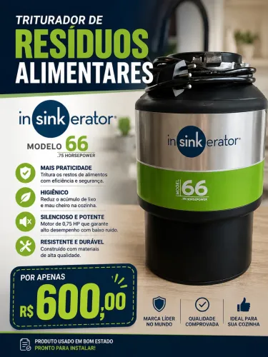 Triturador de alimentos InSinkErator, Modelo 66, com motor de 0,75 HP (3/4 de cavalo)