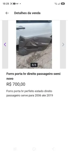 Forro porta hr direito semi novo