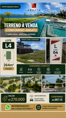 Vendo Terreno no Cond. Angatu 264 m2