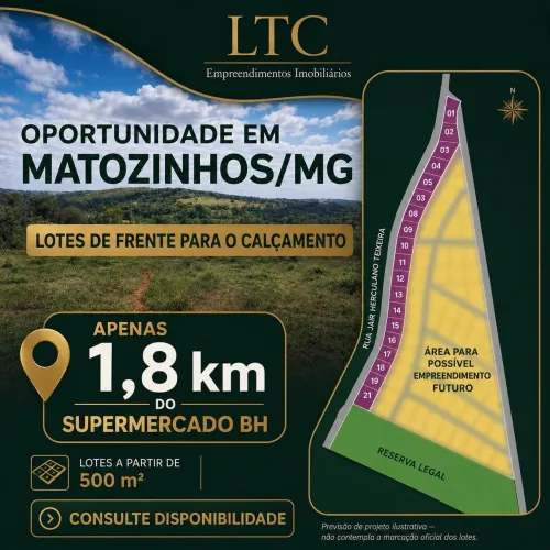 Matozinhos Lotes Financiados direto com proprietário a 1,8 km do Supermercados BH