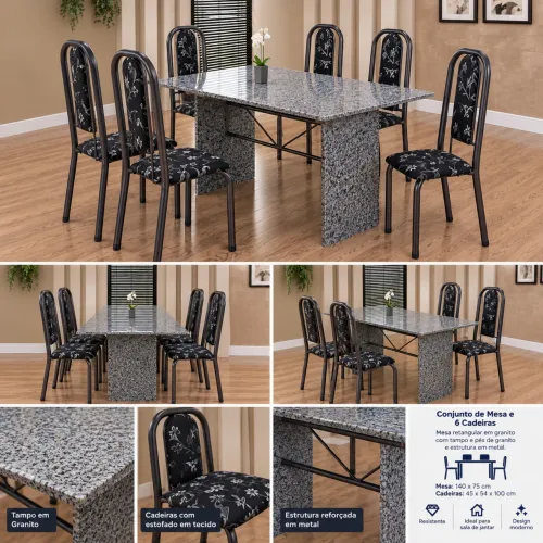 Mesa de Mármore com 6 cadeiras!