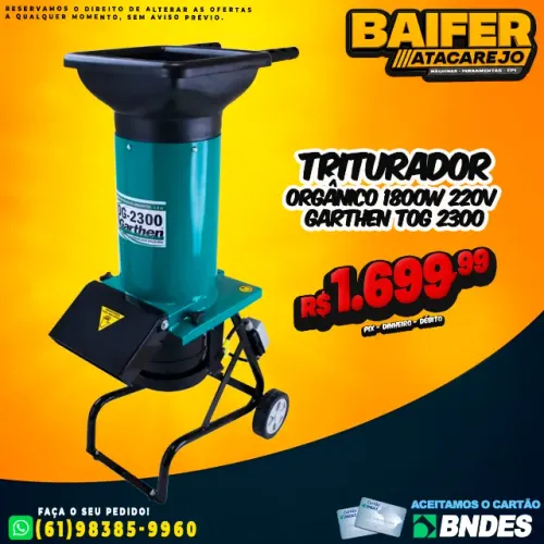 Triturador Orgânico 1800W 220V Garthen Tog 2300