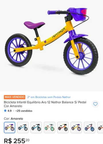 Bicicleta de equilíbrio infantil ótima qualidade
