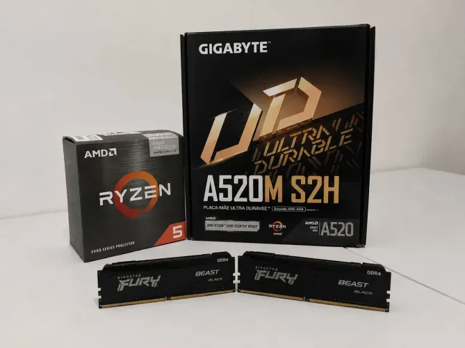 Kit Upgrade AMD Ryzen 5 5600G + Gigabyte A520M S2H + 16Gb (2x8Gb) Kingstom Fury 3200Mhz