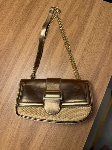 Bolsa de festa marrom/bege/dourada