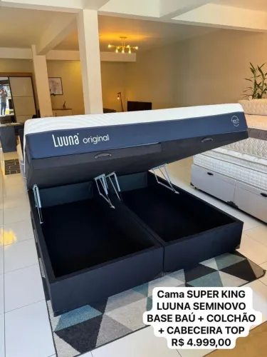 Cama baú KING LUUNA COM CAMA BAÚ TOP - Entrego! 