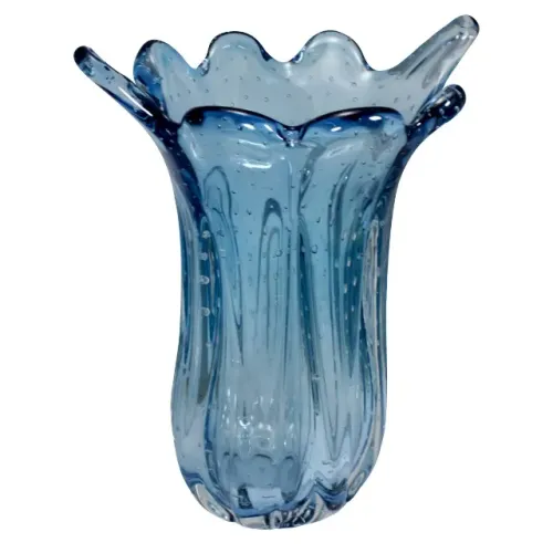 Vaso de cristal murano cor aqua marine