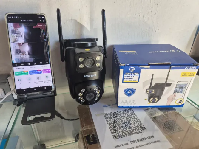 Câmera de Segurânça Wi-fi 2 Lentes 360° Acesso Remoto Via Celular