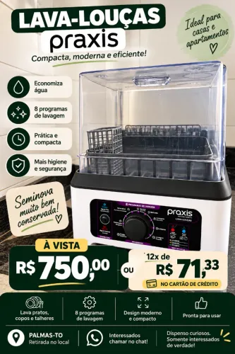Lava-Louças Praxis Seminova 8 Programas - R$750 ou 12x