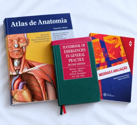 Kit 3 Livros Saúde: Atlas de Anatomia + Medidas e Avaliação + Handbook Emergencies