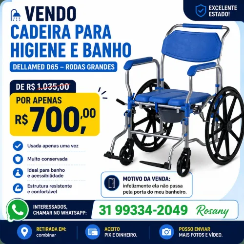 Vendo cadeira de banho Rodas grandes 