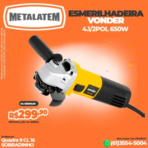 Esmerilhadeira Angular 4.1/2" 650W Vonder