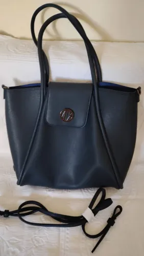 Bolsa tote Armani Exchange (A|X) original em tom azul-marinho
