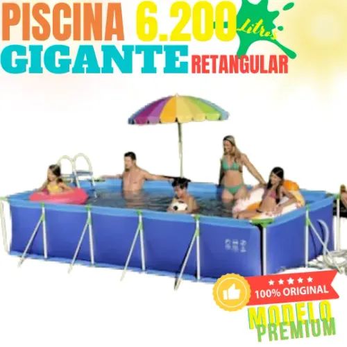 PISCINA GIGANTE ESTRUTURAL RETANGULAR PREMIUM SUPER C/ MEDIDAS DE 4.77 X 2.84 X 0.75M