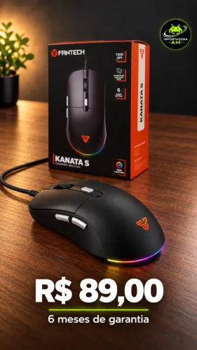 Mouse Gamer Fantech Kanata S RGB USB 6 Botões Preto | 6 Meses de Garantia