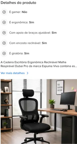 Cadeira giratória escritório nova . Sem uso.