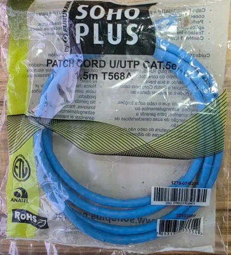 Patch Cord U/UTP CAT 5E com 1,5 metros