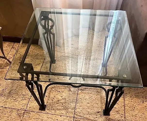 Exuberante Mesa auxiliar centro estilo inglês ferro forget Tampo vidro 20 mm *Descrição