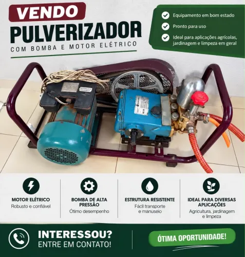 Pulverizador Yamaho HS-30 estacionário com base e motor elétrico de 3,0 HP.