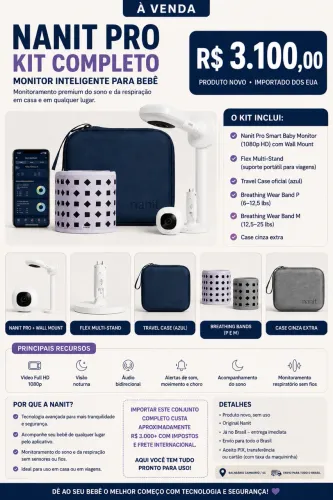 Baba eletrônica Nanit Pro + kit viagem na caixa