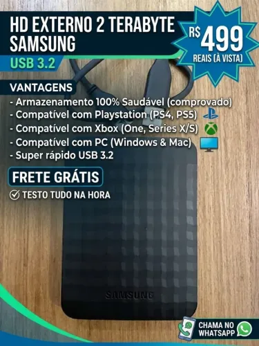 Hd externo 2 teras ótimo para jogos e consoles