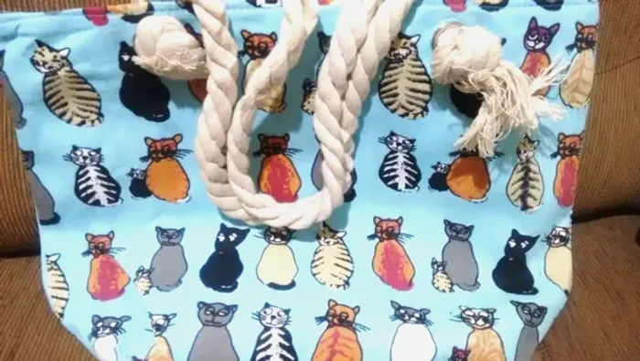 Bolsa Sacola Estampada De Gatinhos!nova E Linda, Alça Cordão