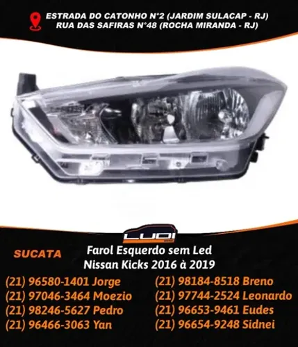 Farol Esquerdo sem Led Nissan Kicks 2016 à 2019