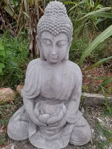 Estatua grande Buda Flor de lótus em cimento 