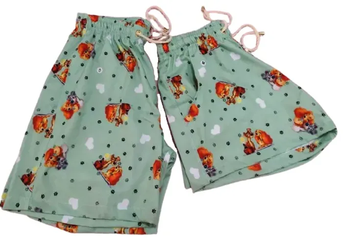 Short Kit Casal 2 Shorts Tactel Elastano Moda Praia Mozão estampa Dama & Vagabundo