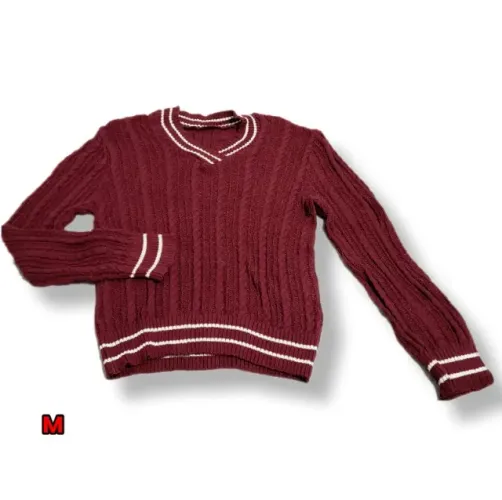Blusa de manga comprida em tricot, gola V, tam M - Nova