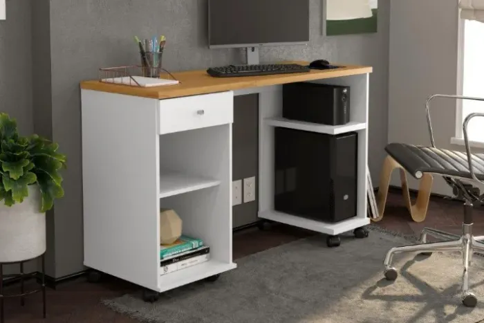 Mesa Escrivaninha MI Com Rodízios! Frete + Montagem Grátis.