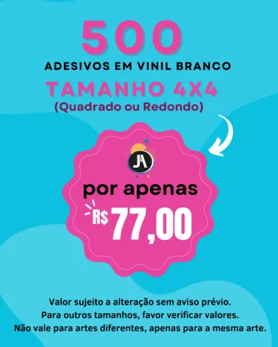 500 ADESIVOS EM VINIL BRANCO 4x4 CM