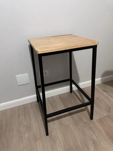 Banqueta de ferro e madeira 