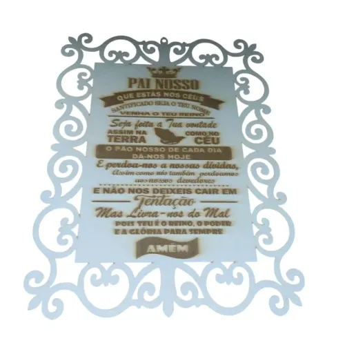 Quadro Oração PAI NOSSO MDF Branco