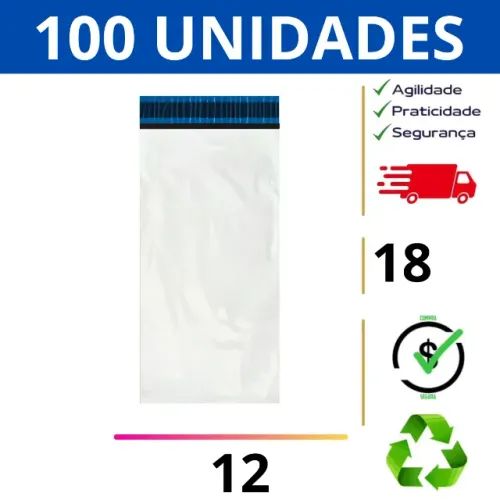 Envelope de Segurança 12x18 Branco 100un Envio Correios E-commerce Vendas Oline