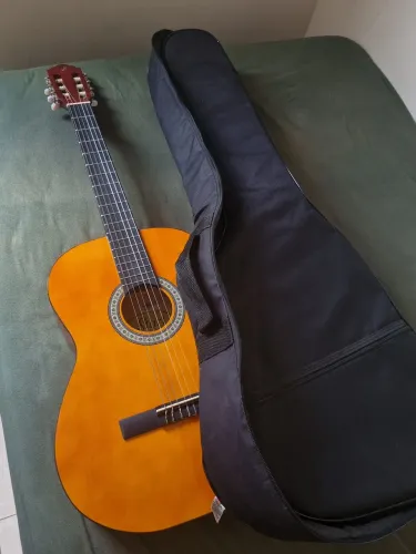 VIOLÃO/CASE  Giannini N14n Acústico Nylon Natural Destro Natural Sabina Sólida