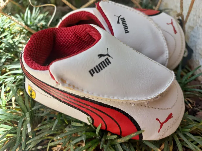 Tênis Puma FERRARI Bebê - Tamanho 17 - Branco/Vermelho