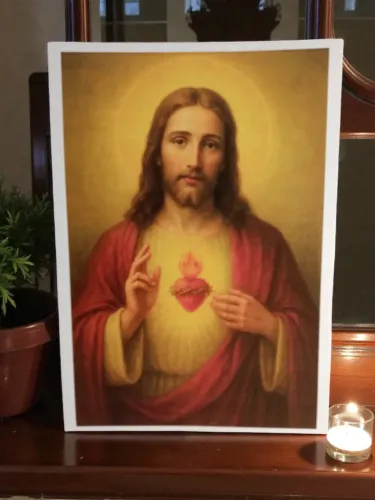 Estampa Religiosa Sagrado Coração de Jesus - A4 - Papel Couchê 250g - Alta Qualidade