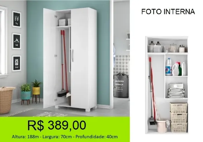 Multi uso lavanderia com expositor de vasoura- Retire ainda hoje