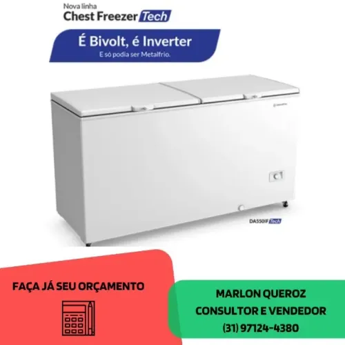 Freezer Horizontal Dupla Ação 543L Metalfrio Inverter Bivolt